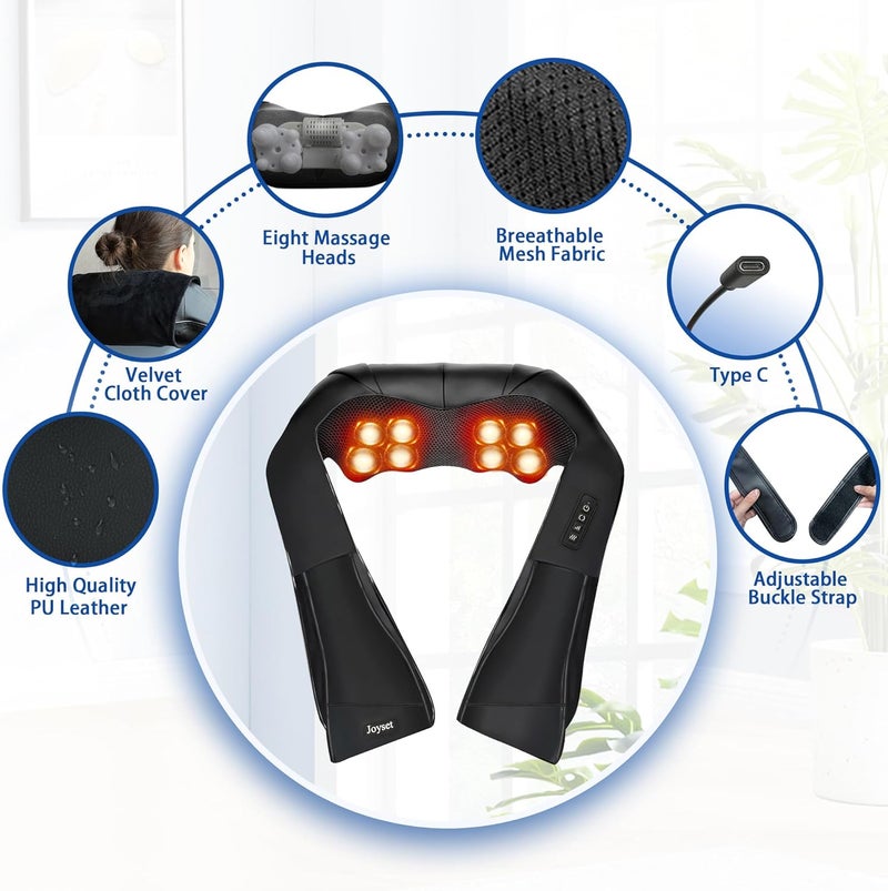 Joyset Cordless Neck Massager Shiatsu Neck and Back Massager with Heating Free Easy to Wash Cloth Cover for Shoulder Massage - Image 5